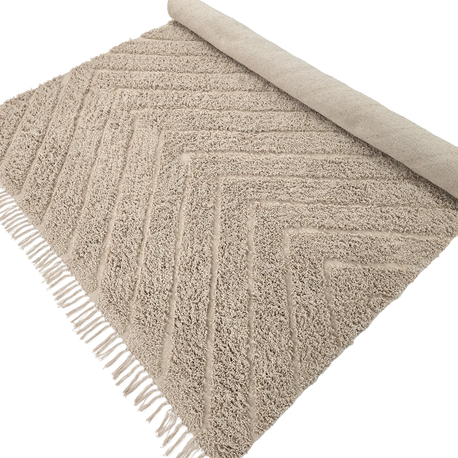 Ryatæpper - Conara Natural Cotton Shaggy (beige)
