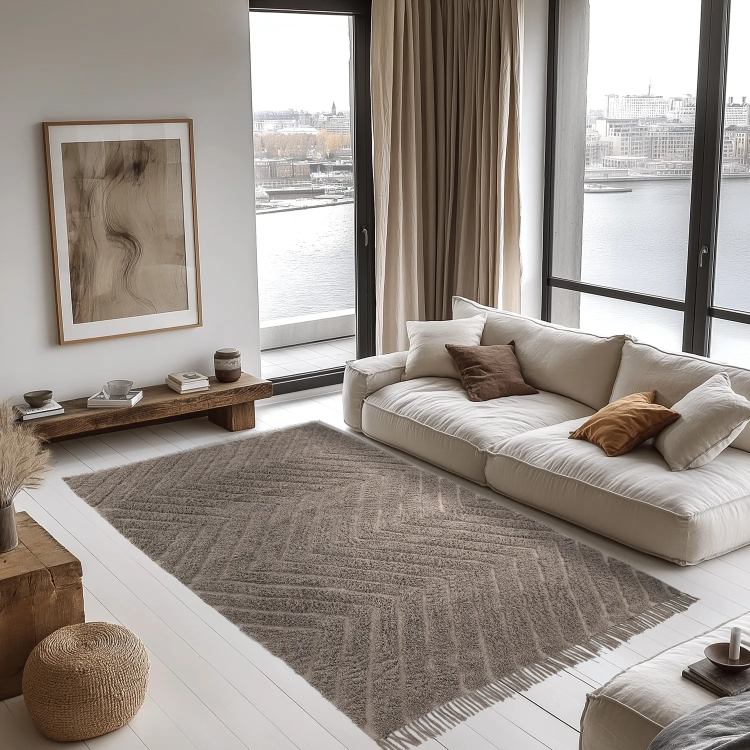 Ryatæpper - Conara Natural Cotton Shaggy (taupe)