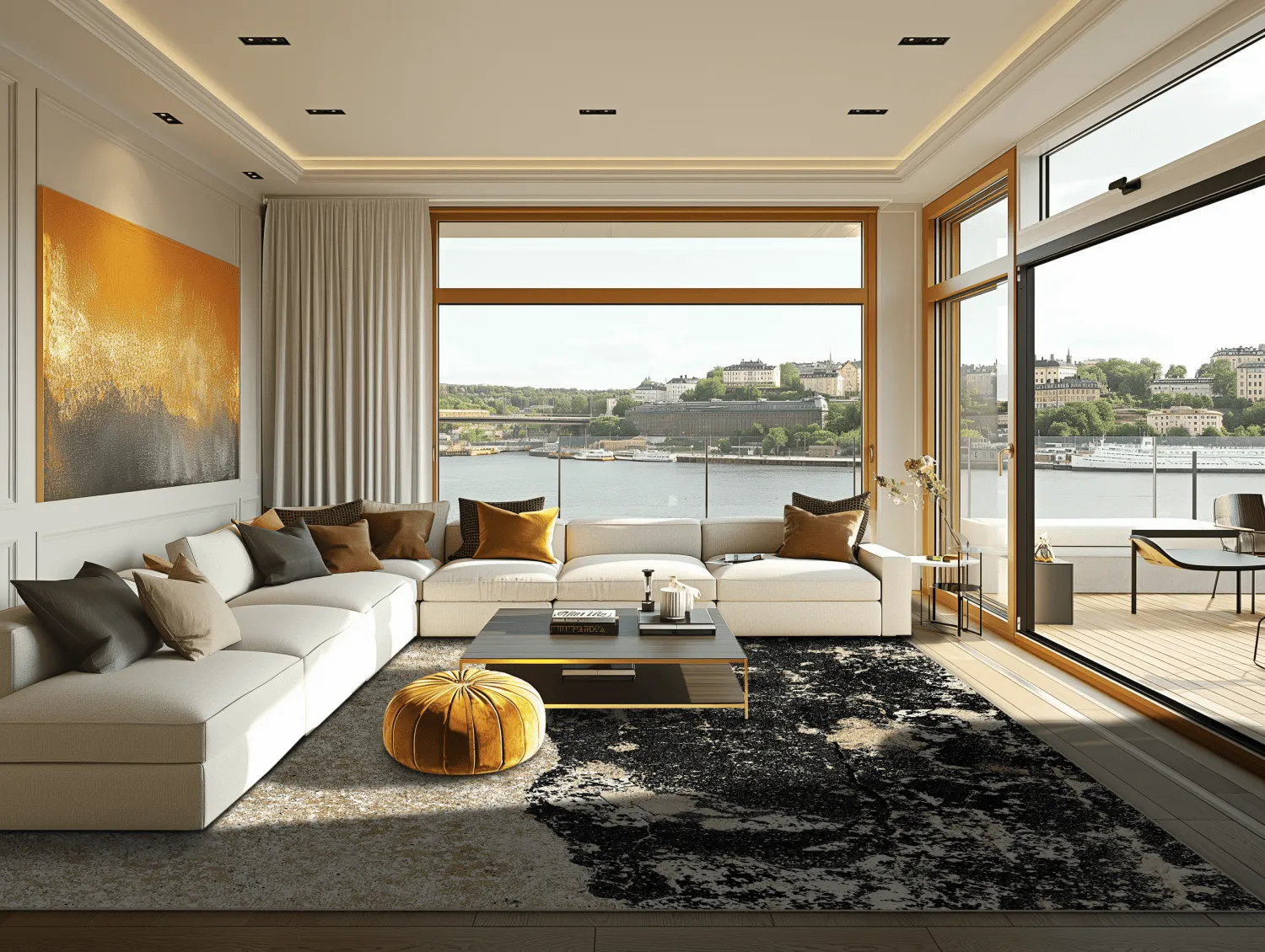 Wilton-tæppe - Cyra (sort/guld)