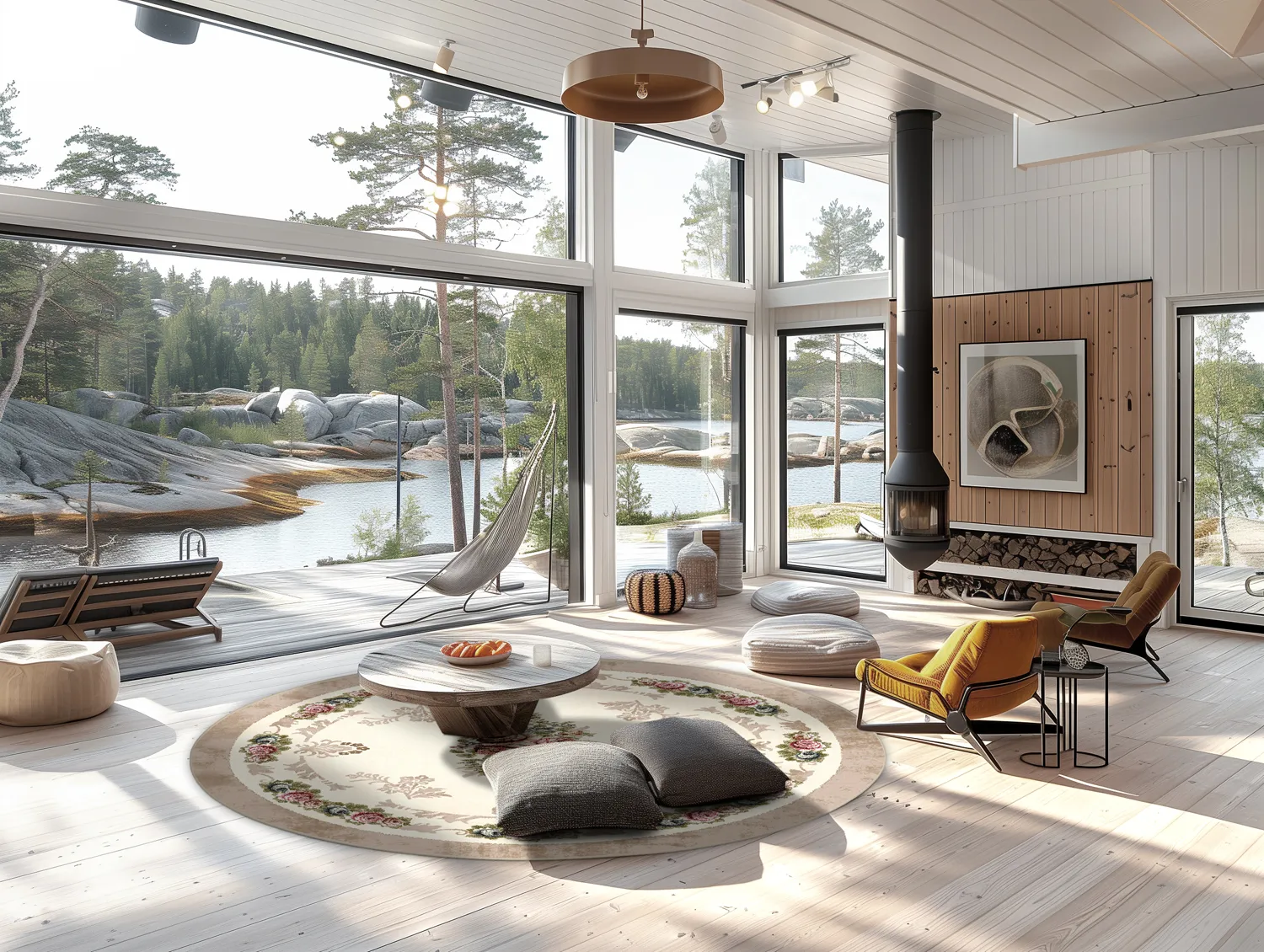 Rundt tæppe - Delpha (beige/multi)