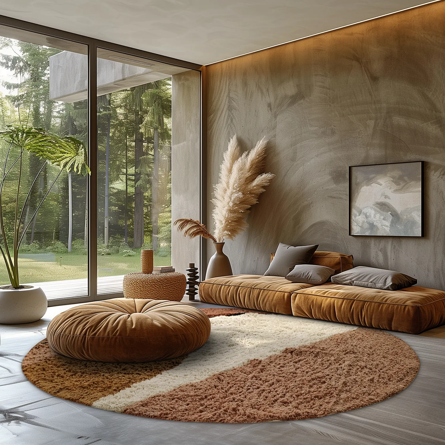 Runde tæpper - Donostia Natural Cotton Shaggy (multi)