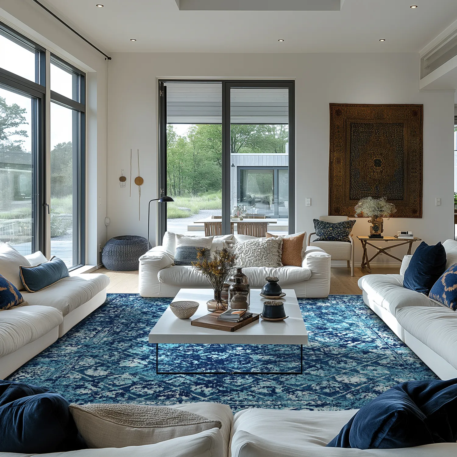 Wilton-tæppe - Douz (blå)