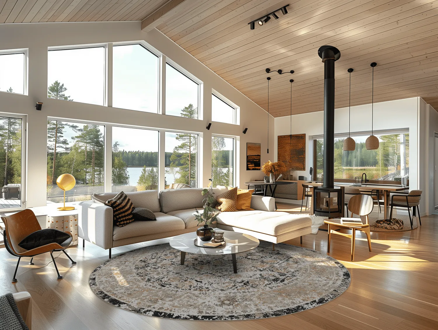 Rundt tæppe - Douz (sort/multi)