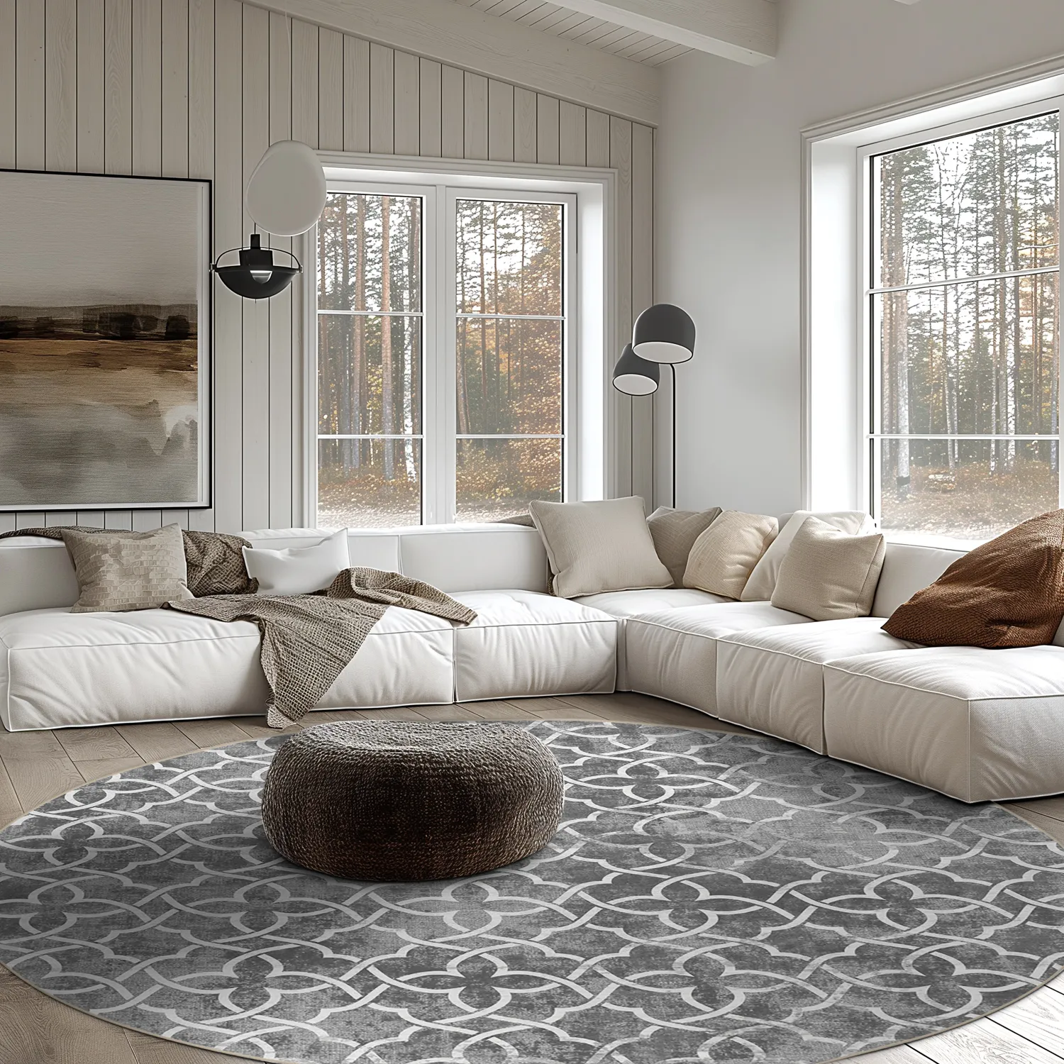 Rundt tæppe - Draham (grå)