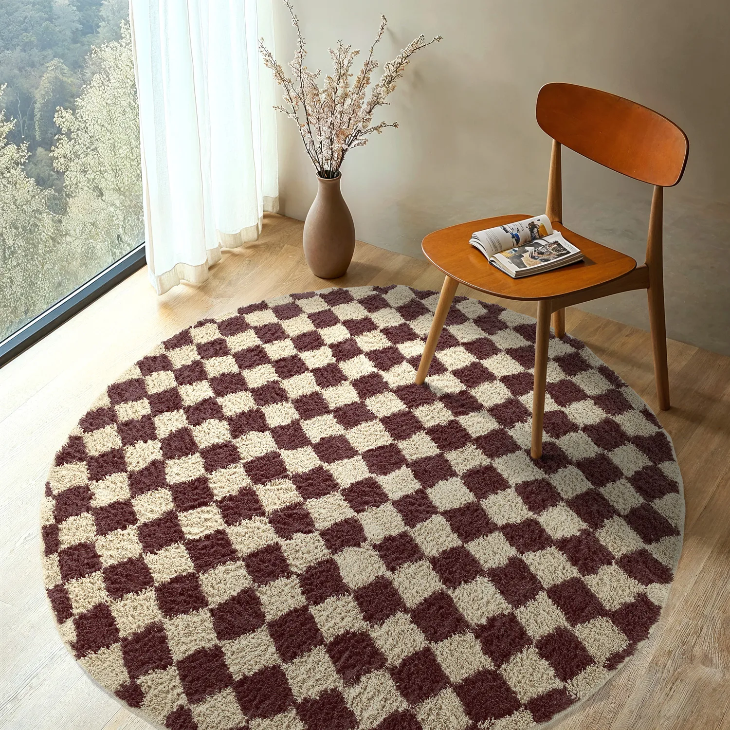 Runde tæpper - Elsey Natural Cotton Shaggy (beige/brun)