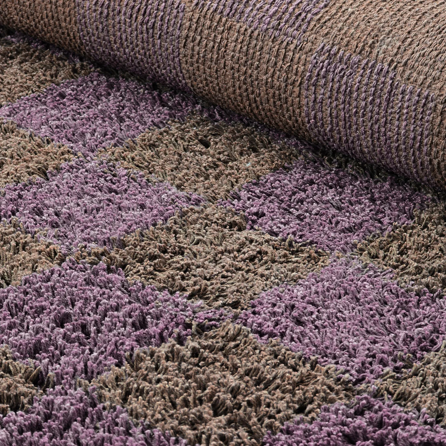 Ryatæpper - Elsey Natural Cotton Shaggy (brun/lilla)