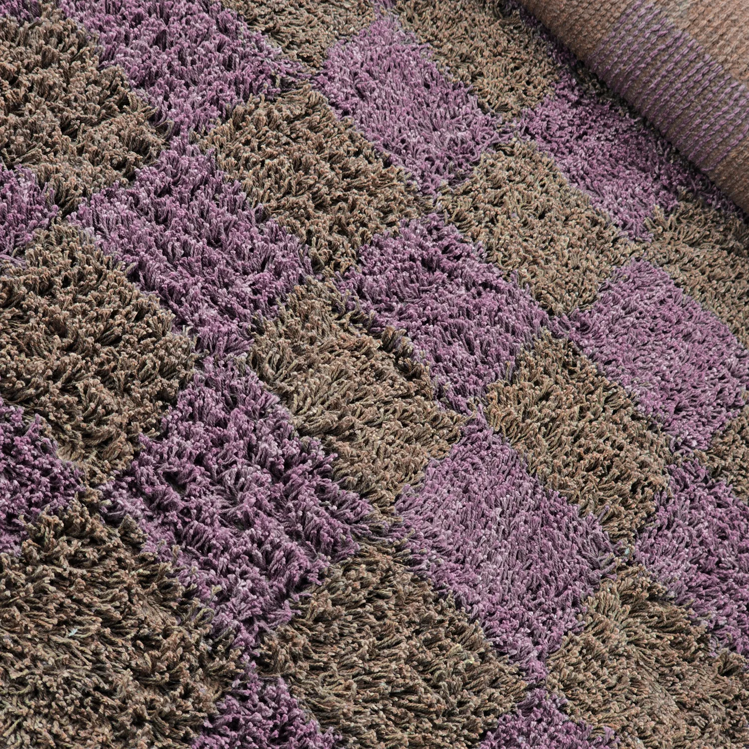 Ryatæpper - Elsey Natural Cotton Shaggy (brun/lilla)