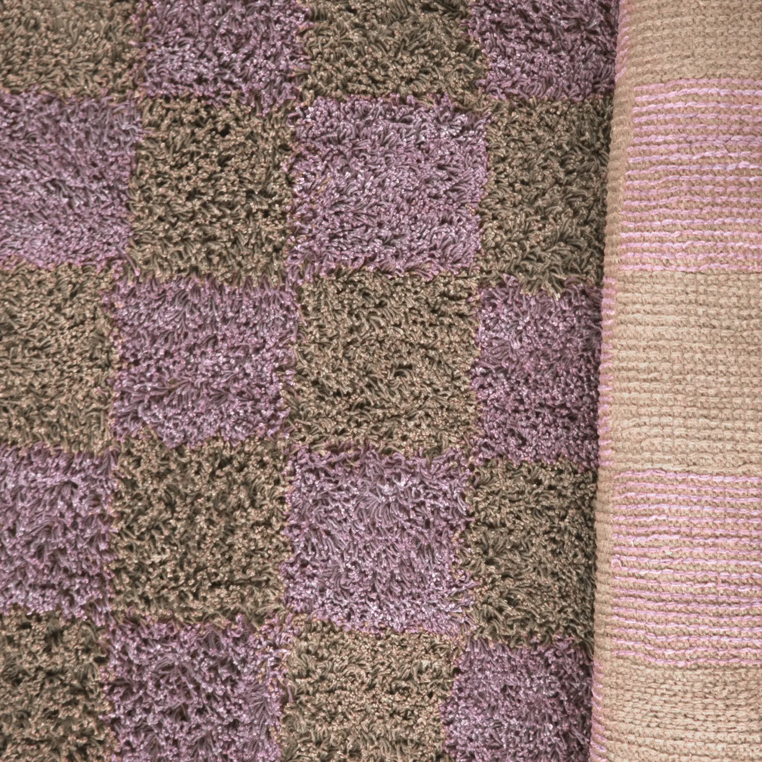 Ryatæpper - Elsey Natural Cotton Shaggy (brun/lilla)