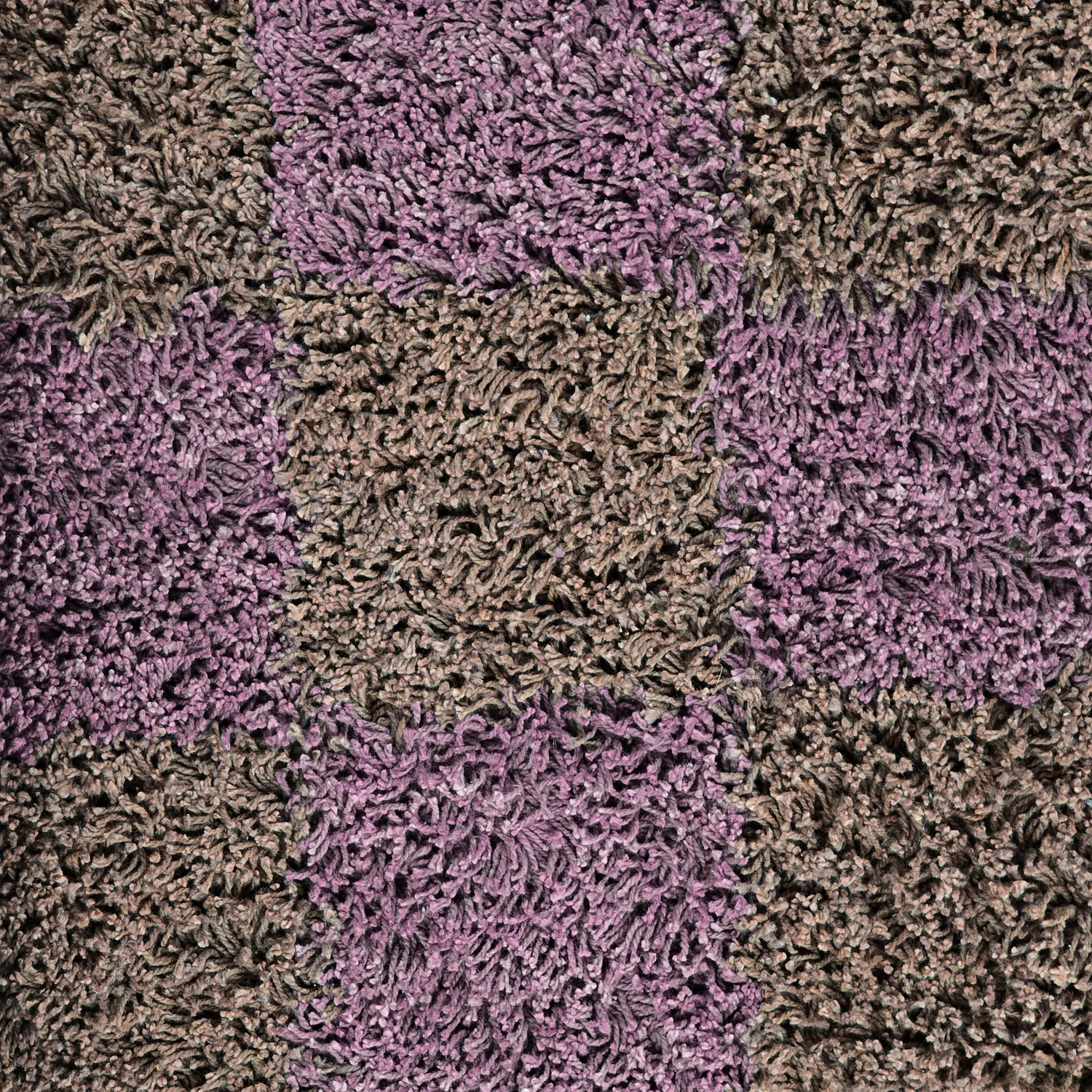 Ryatæpper - Elsey Natural Cotton Shaggy (brun/lilla)