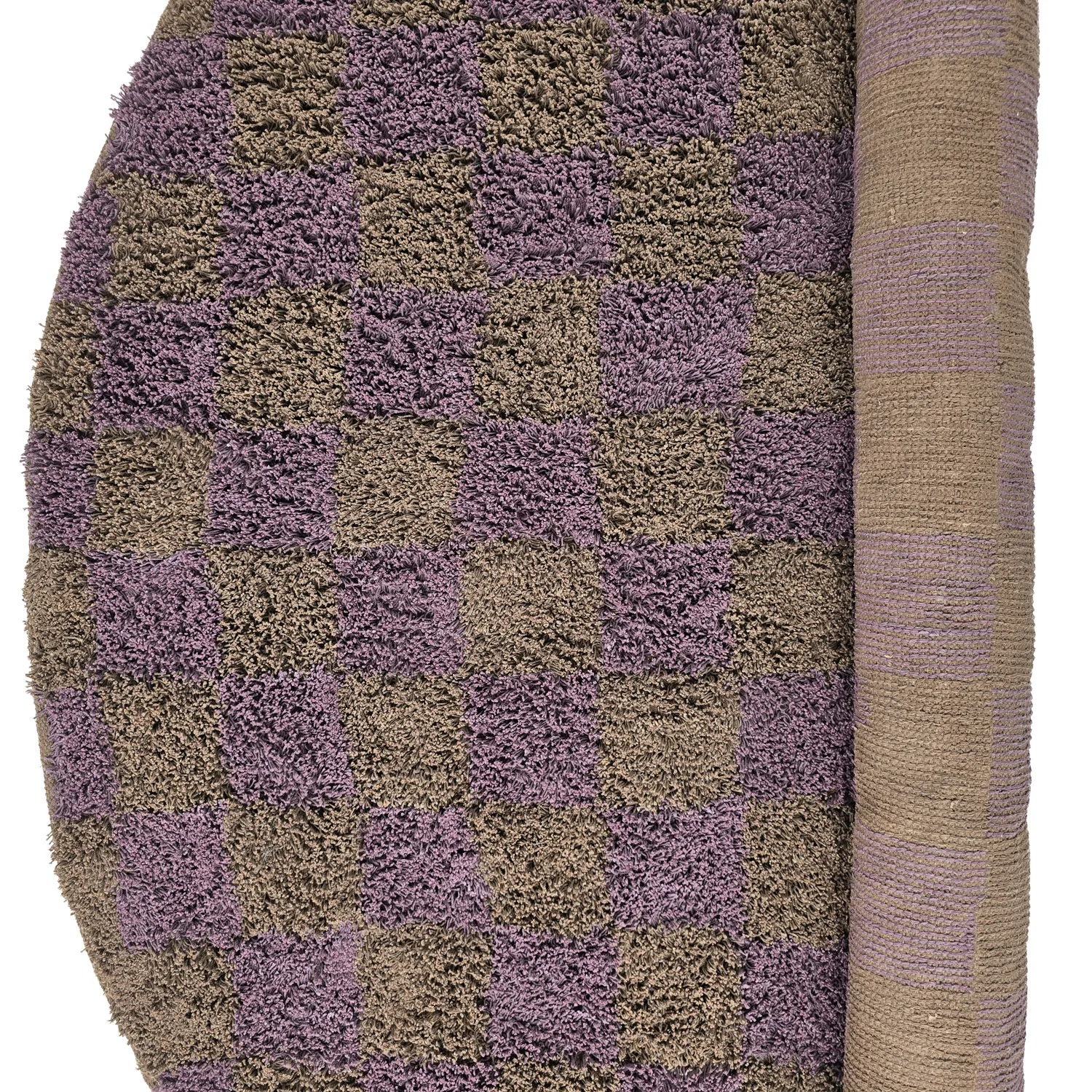 Runde tæpper - Elsey Natural Cotton Shaggy (brun/lilla)