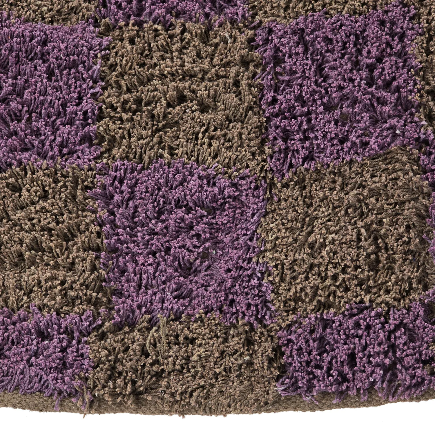 Runde tæpper - Elsey Natural Cotton Shaggy (brun/lilla)