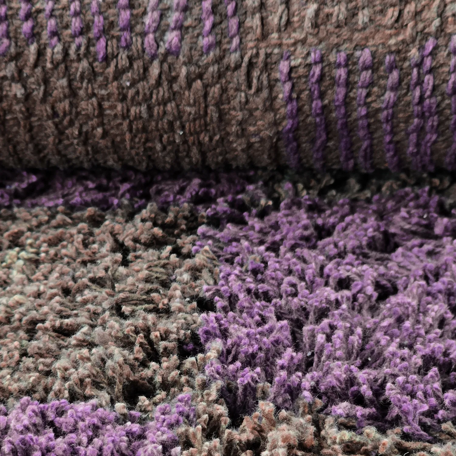 Runde tæpper - Elsey Natural Cotton Shaggy (brun/lilla)