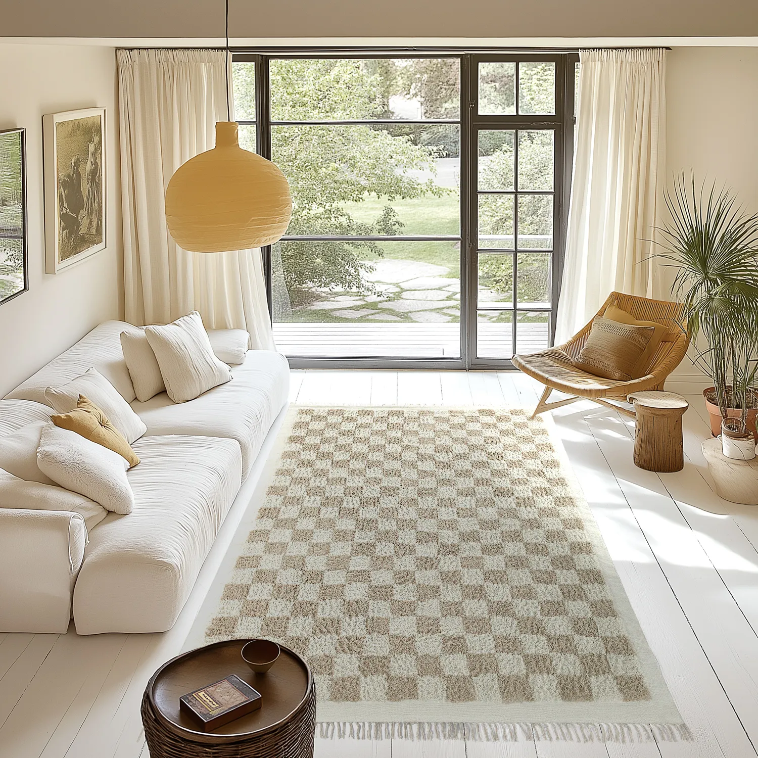Ryatæpper - Elsey Natural Cotton Shaggy (fløde/sand)