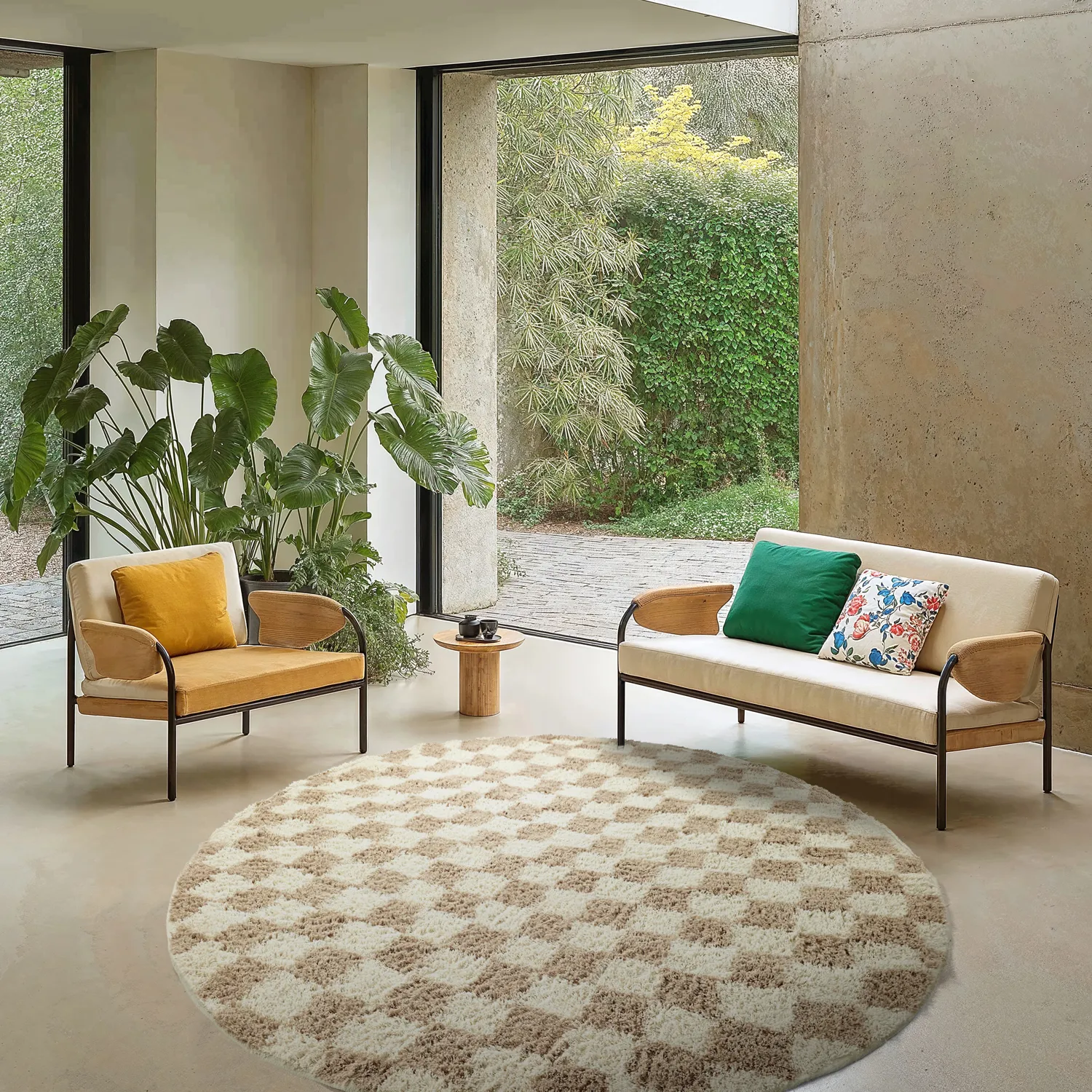 Runde tæpper - Elsey Natural Cotton Shaggy (fløde/sand)