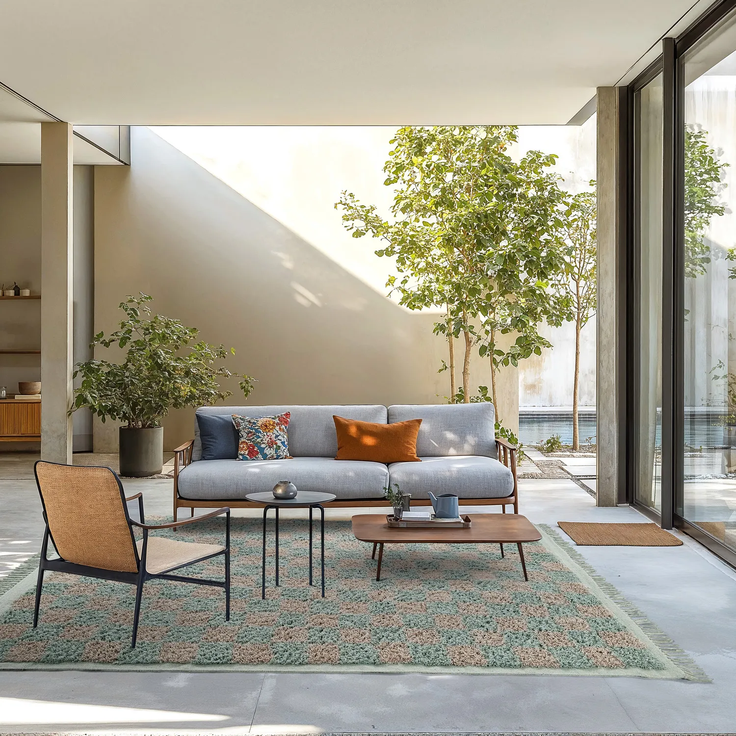 Ryatæpper - Elsey Natural Cotton Shaggy (grå/pink)