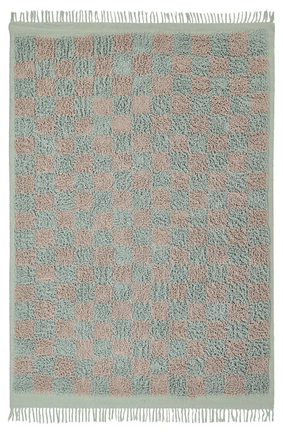 Ryatæpper - Elsey Natural Cotton Shaggy (grå/pink)