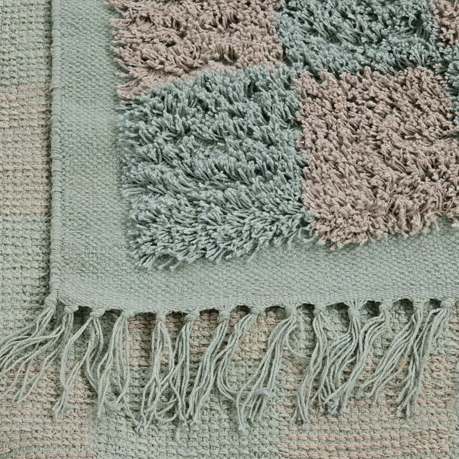 Ryatæpper - Elsey Natural Cotton Shaggy (grå/pink)