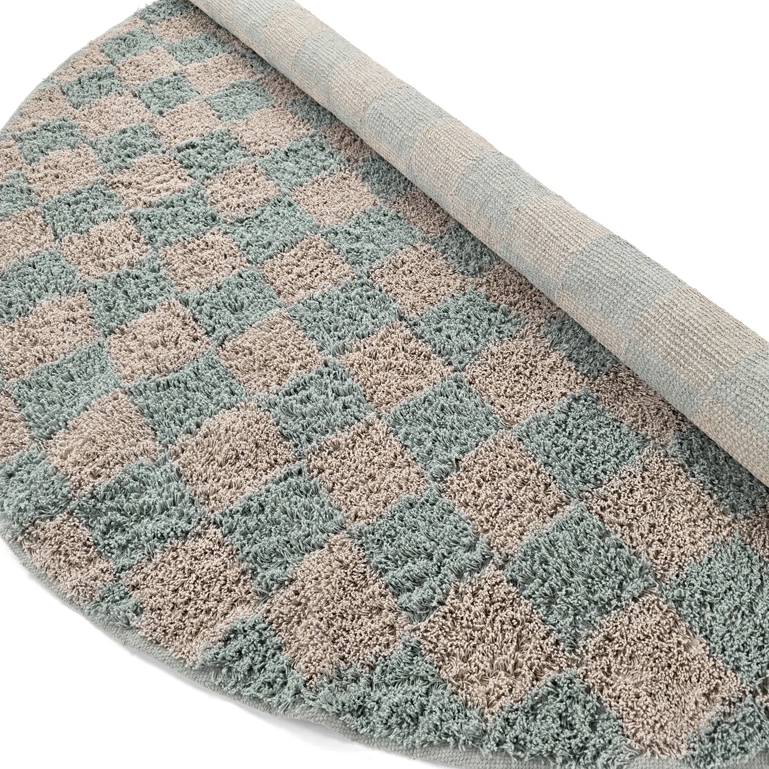 Runde tæpper - Elsey Natural Cotton Shaggy (grå/pink)