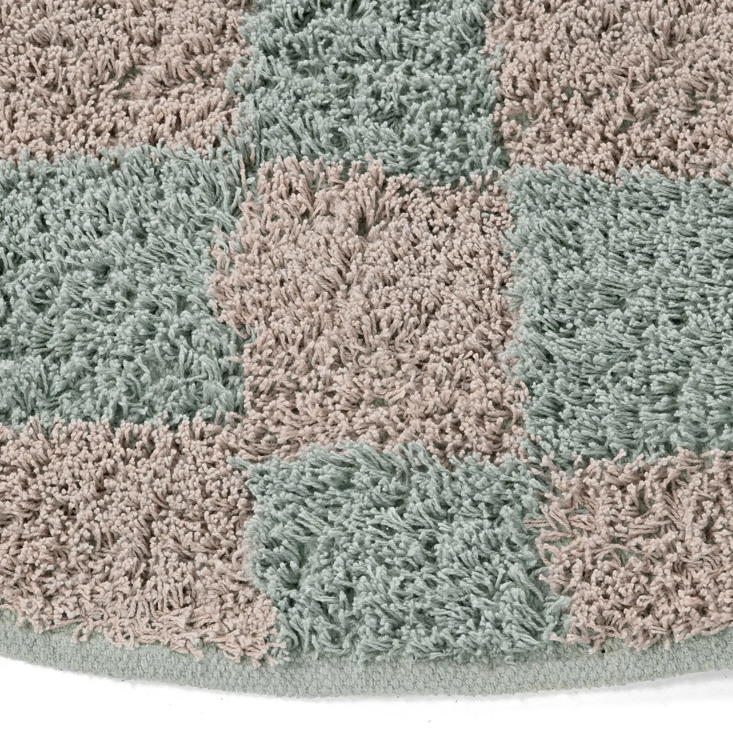 Runde tæpper - Elsey Natural Cotton Shaggy (grå/pink)