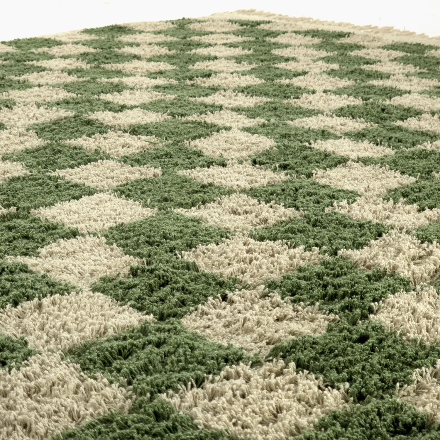 Ryatæpper - Elsey Natural Cotton Shaggy (grøn/beige)