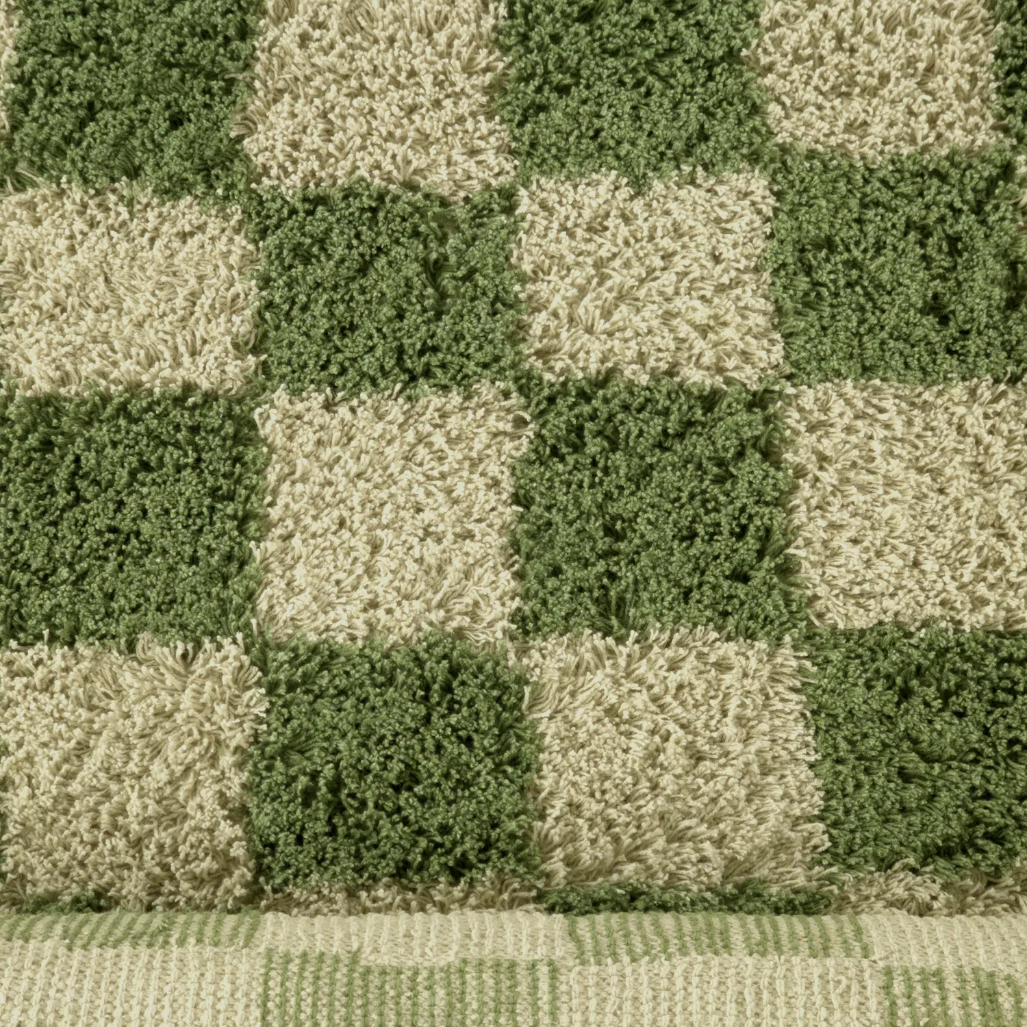 Ryatæpper - Elsey Natural Cotton Shaggy (grøn/beige)