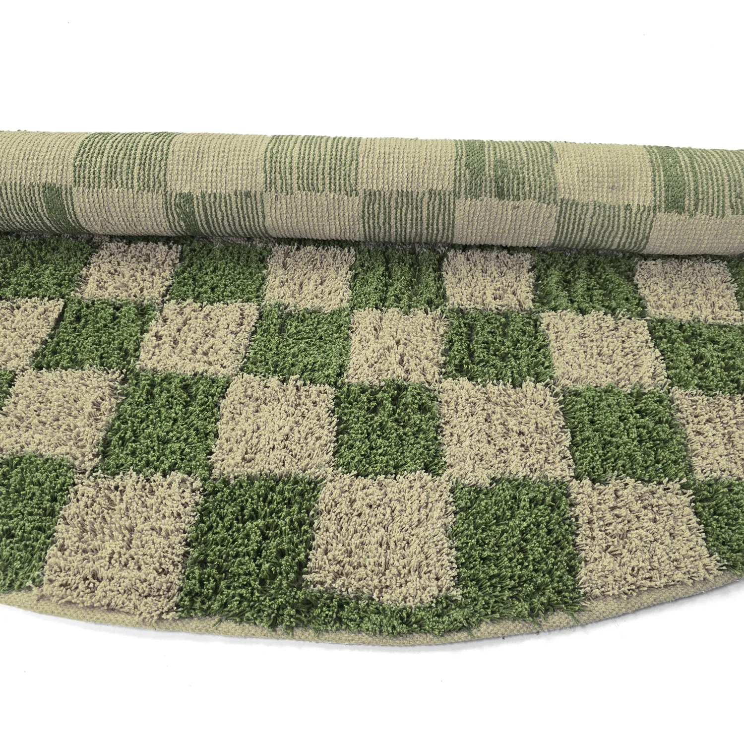 Runde tæpper - Elsey Natural Cotton Shaggy (grøn/beige)