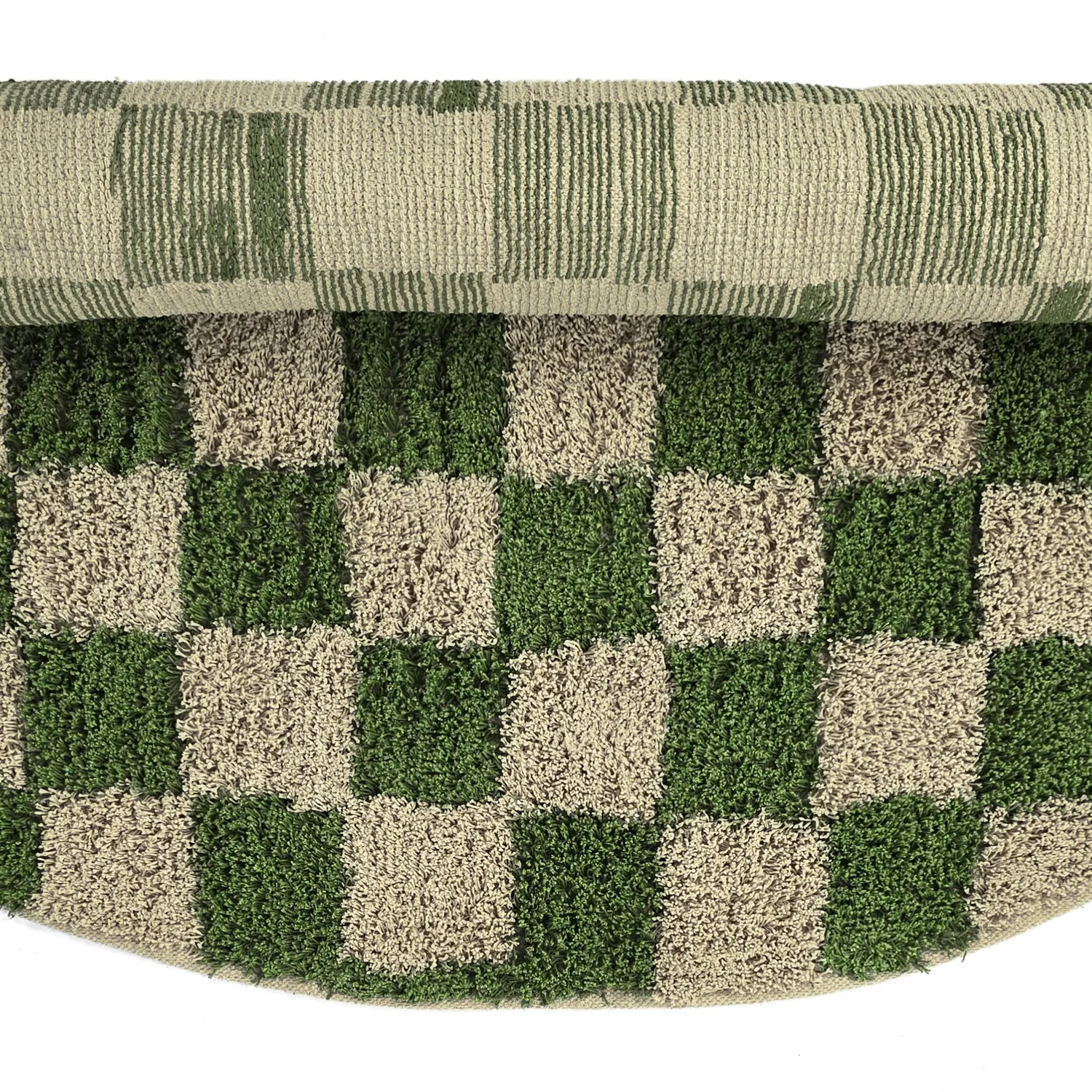 Runde tæpper - Elsey Natural Cotton Shaggy (grøn/beige)