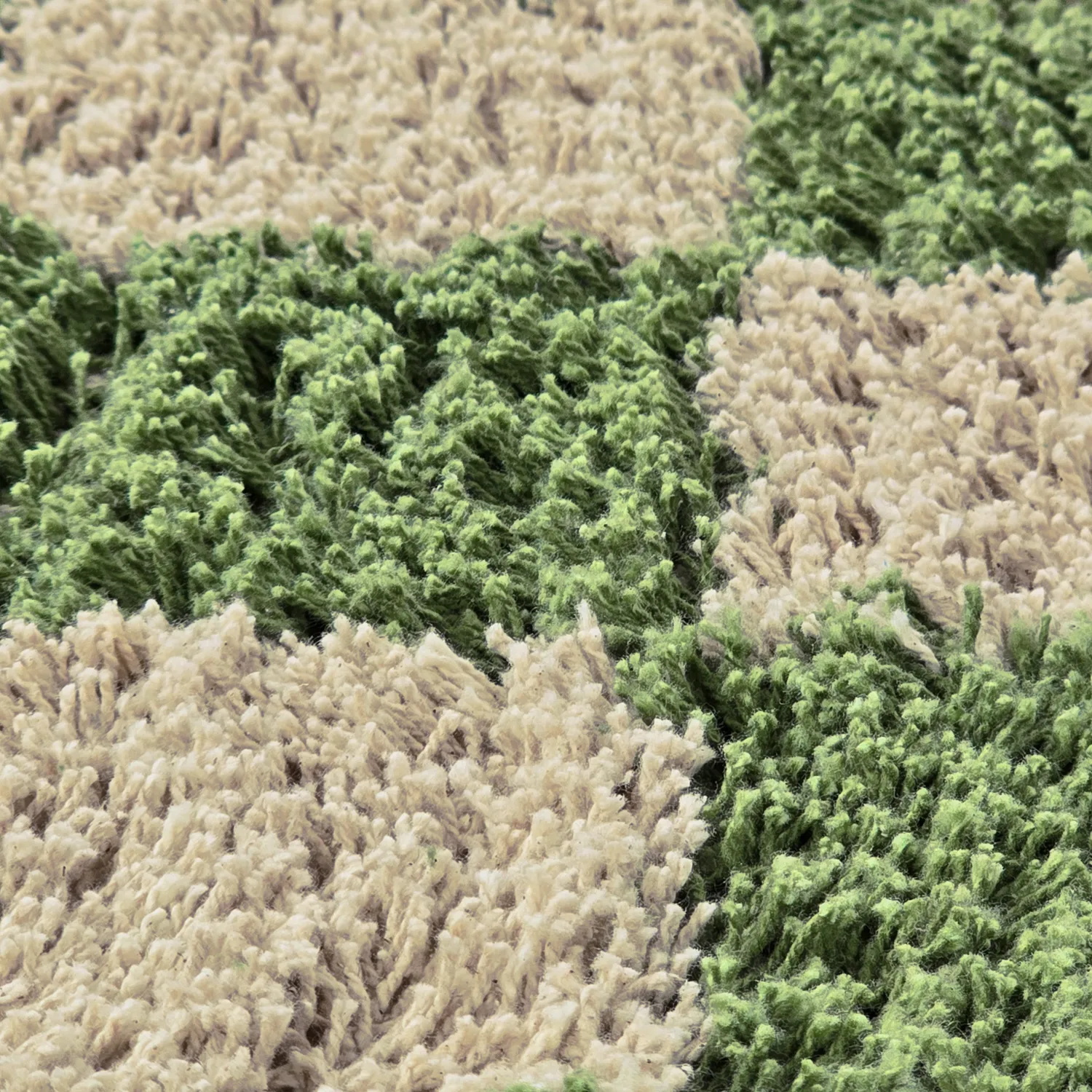 Runde tæpper - Elsey Natural Cotton Shaggy (grøn/beige)