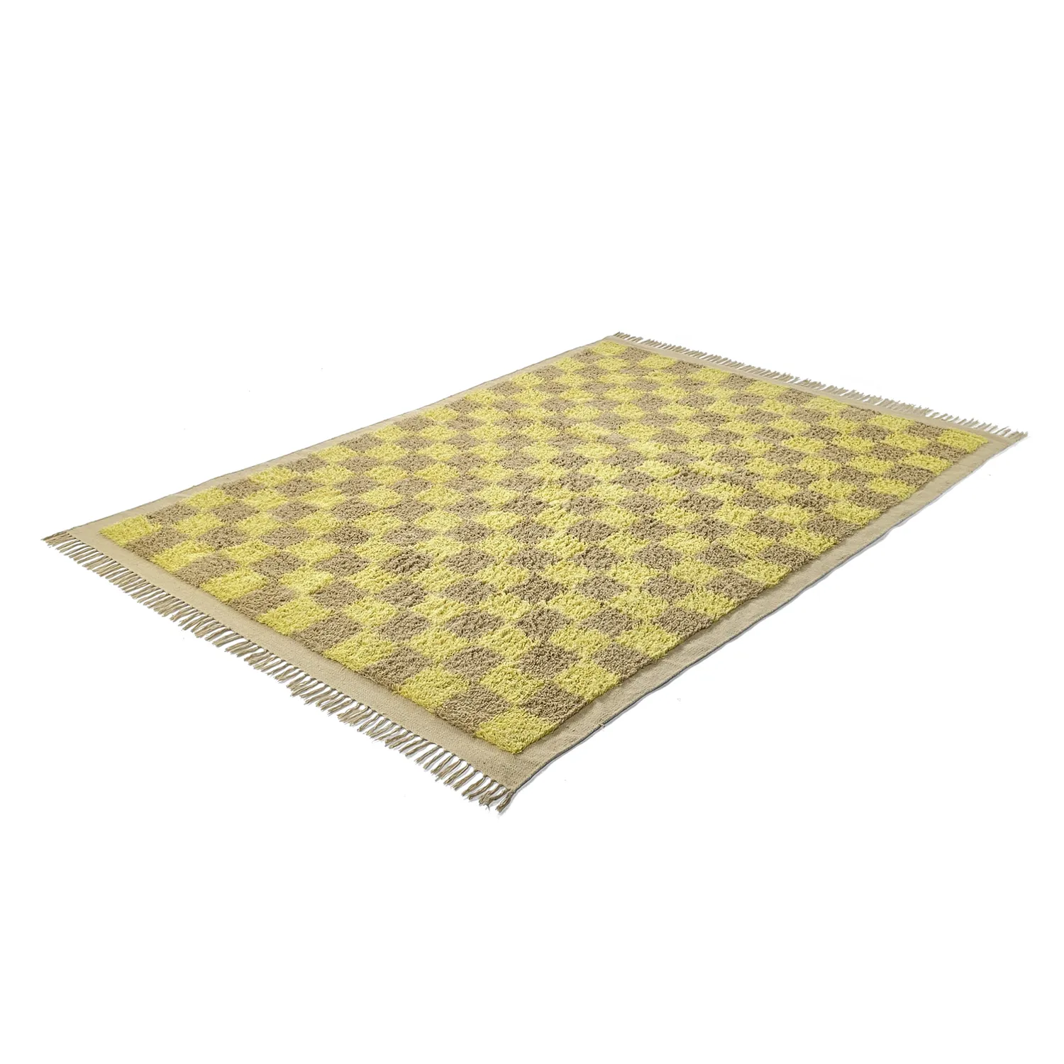 Ryatæpper - Elsey Natural Cotton Shaggy (gul/beige)