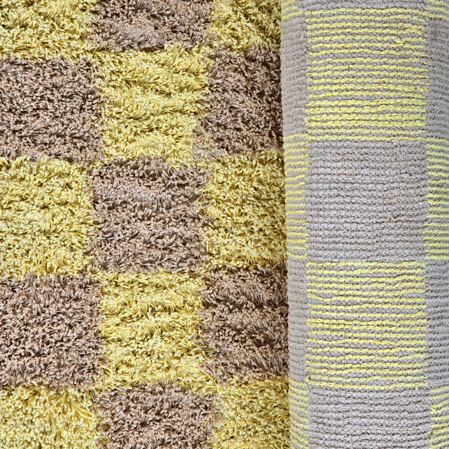 Ryatæpper - Elsey Natural Cotton Shaggy (gul/beige)