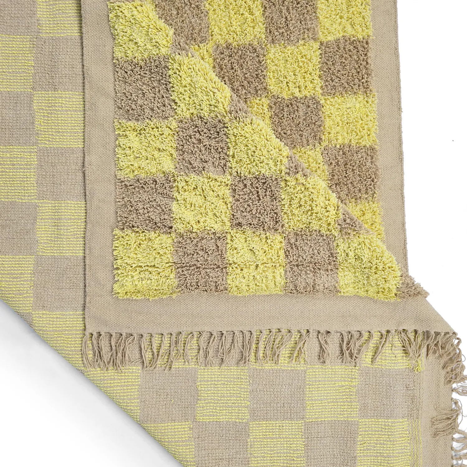 Ryatæpper - Elsey Natural Cotton Shaggy (gul/beige)