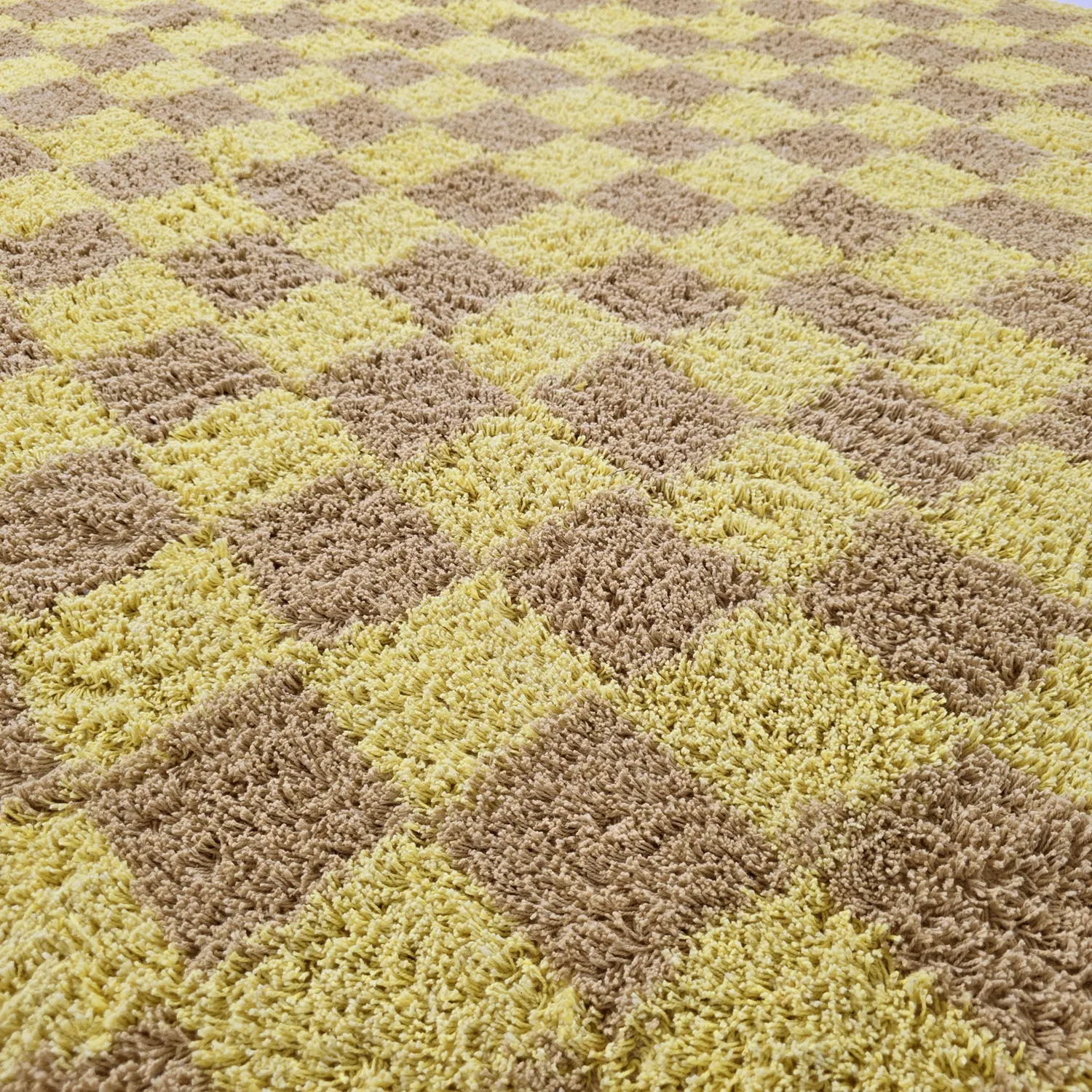 Runde tæpper - Elsey Natural Cotton Shaggy (gul/beige)