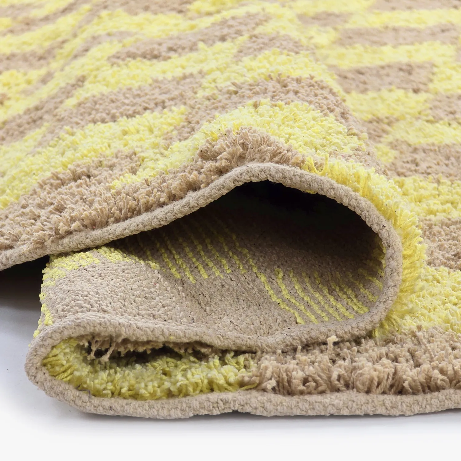 Runde tæpper - Elsey Natural Cotton Shaggy (gul/beige)