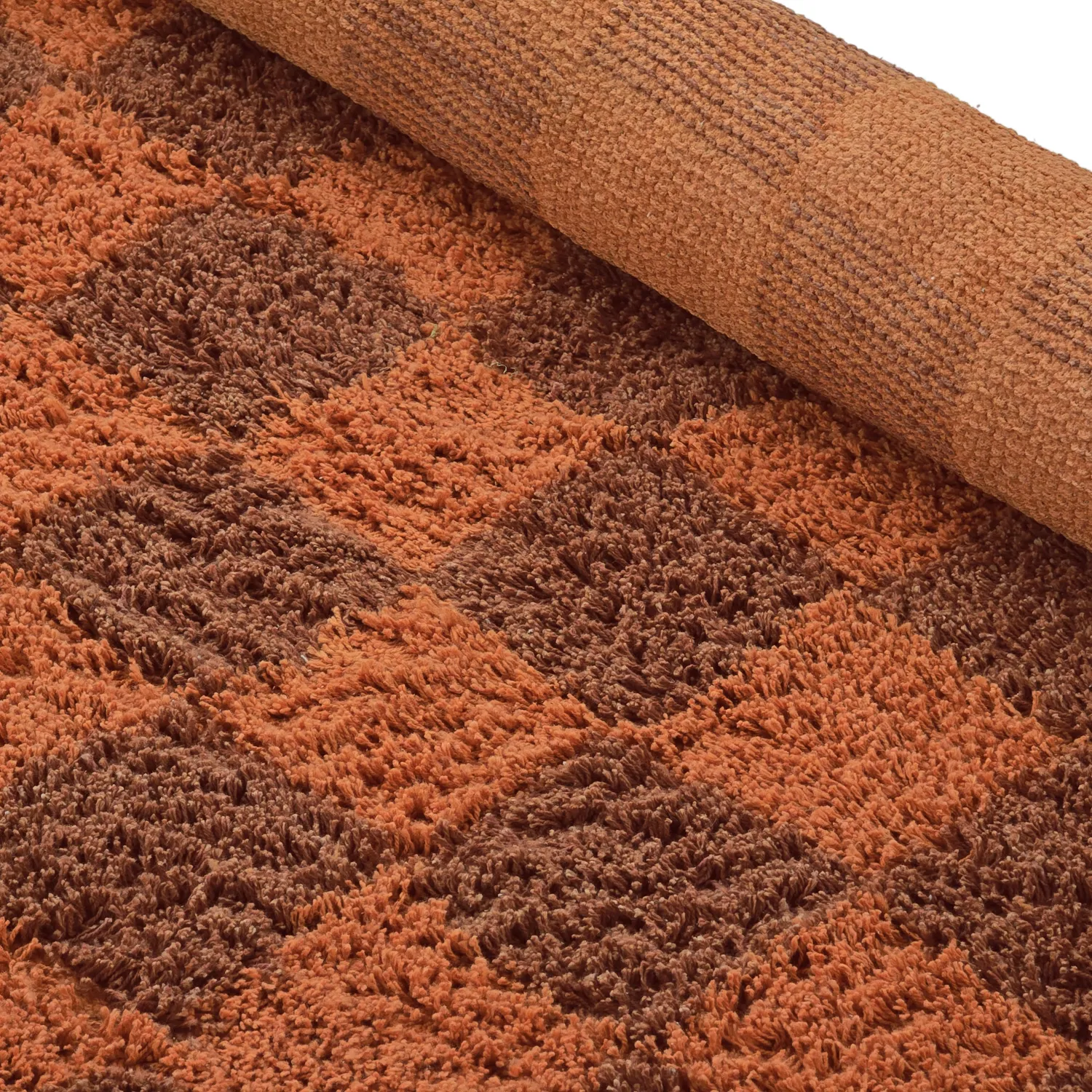 Runde tæpper - Elsey Natural Cotton Shaggy (orange/rød)