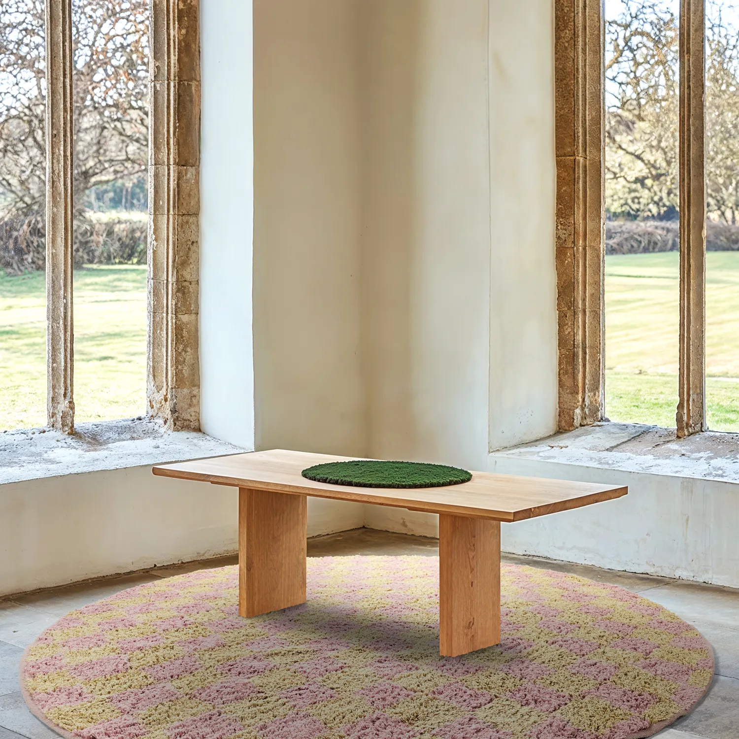 Runde tæpper - Elsey Natural Cotton Shaggy (pink/orange)