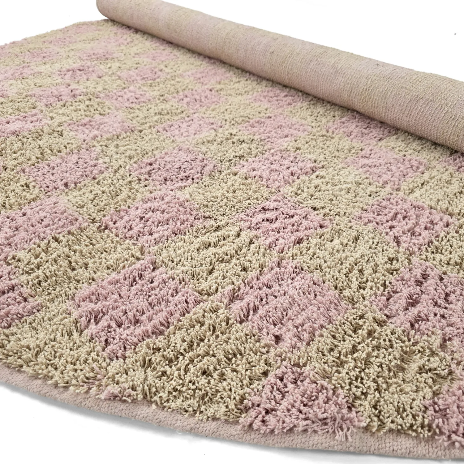 Runde tæpper - Elsey Natural Cotton Shaggy (pink/orange)