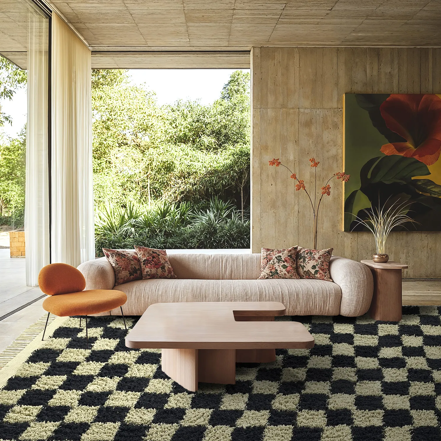 Ryatæpper - Elsey Natural Cotton Shaggy (sort/beige)