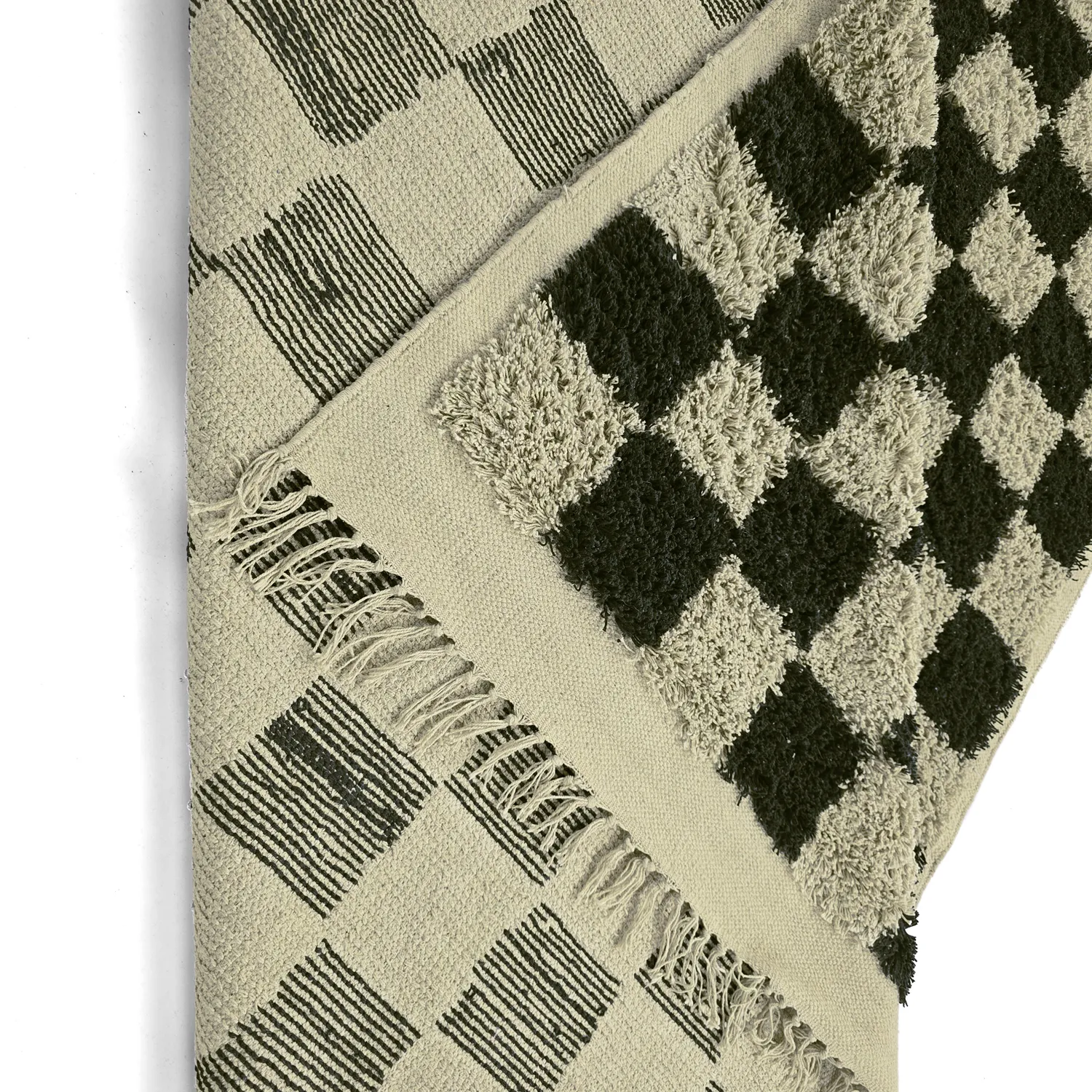 Ryatæpper - Elsey Natural Cotton Shaggy (sort/beige)