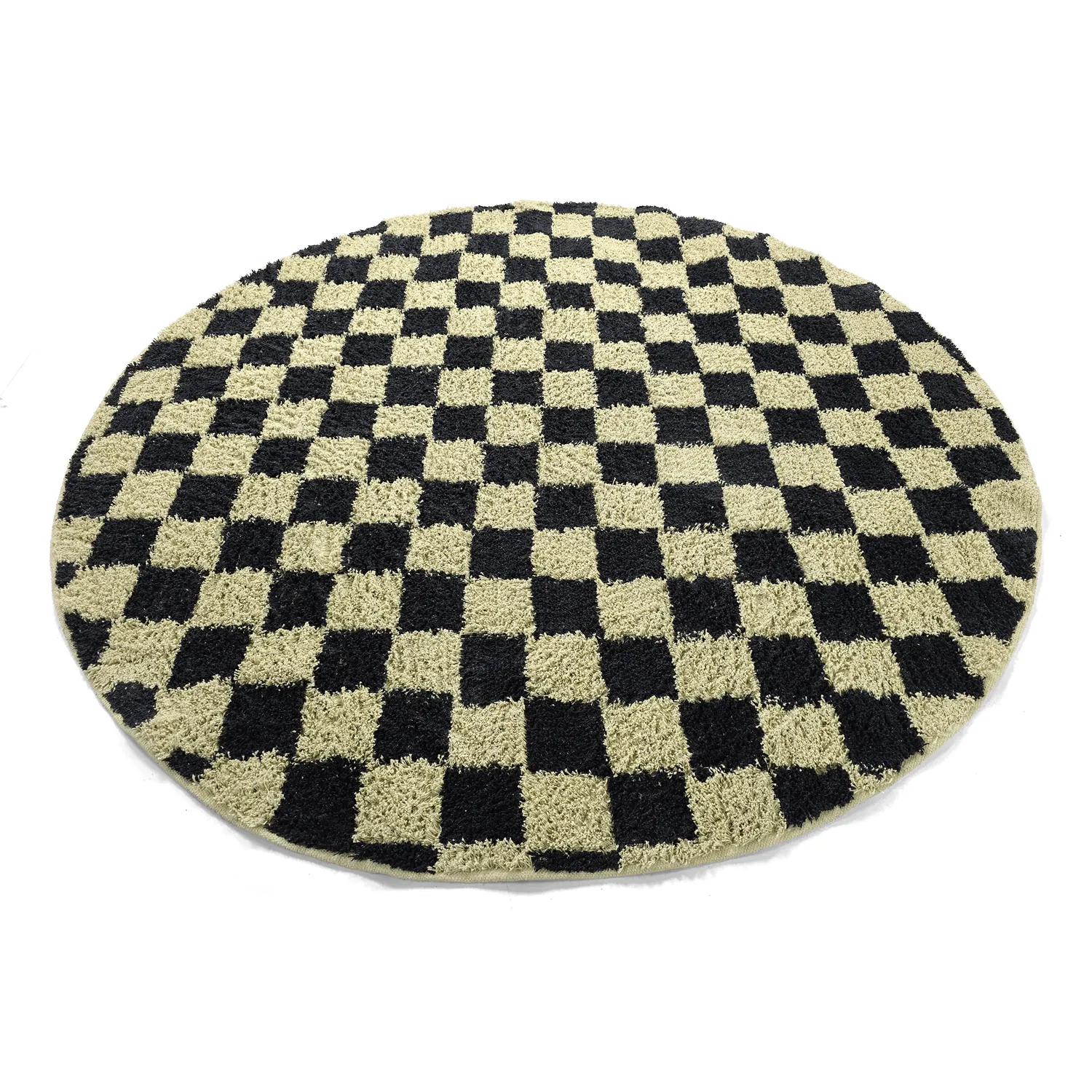 Runde tæpper - Elsey Natural Cotton Shaggy (sort/beige)