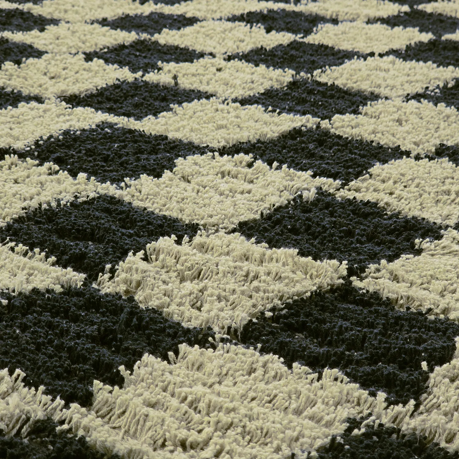 Runde tæpper - Elsey Natural Cotton Shaggy (sort/beige)