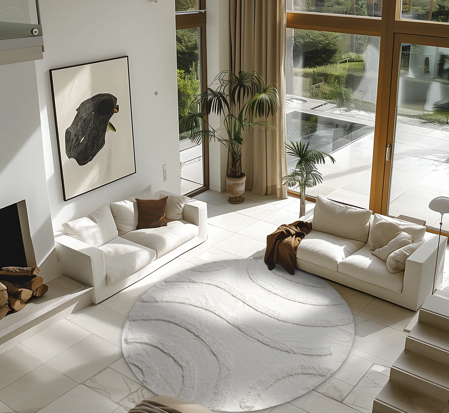 Runde tæpper - Emilia Natural Cotton Shaggy (offwhite)