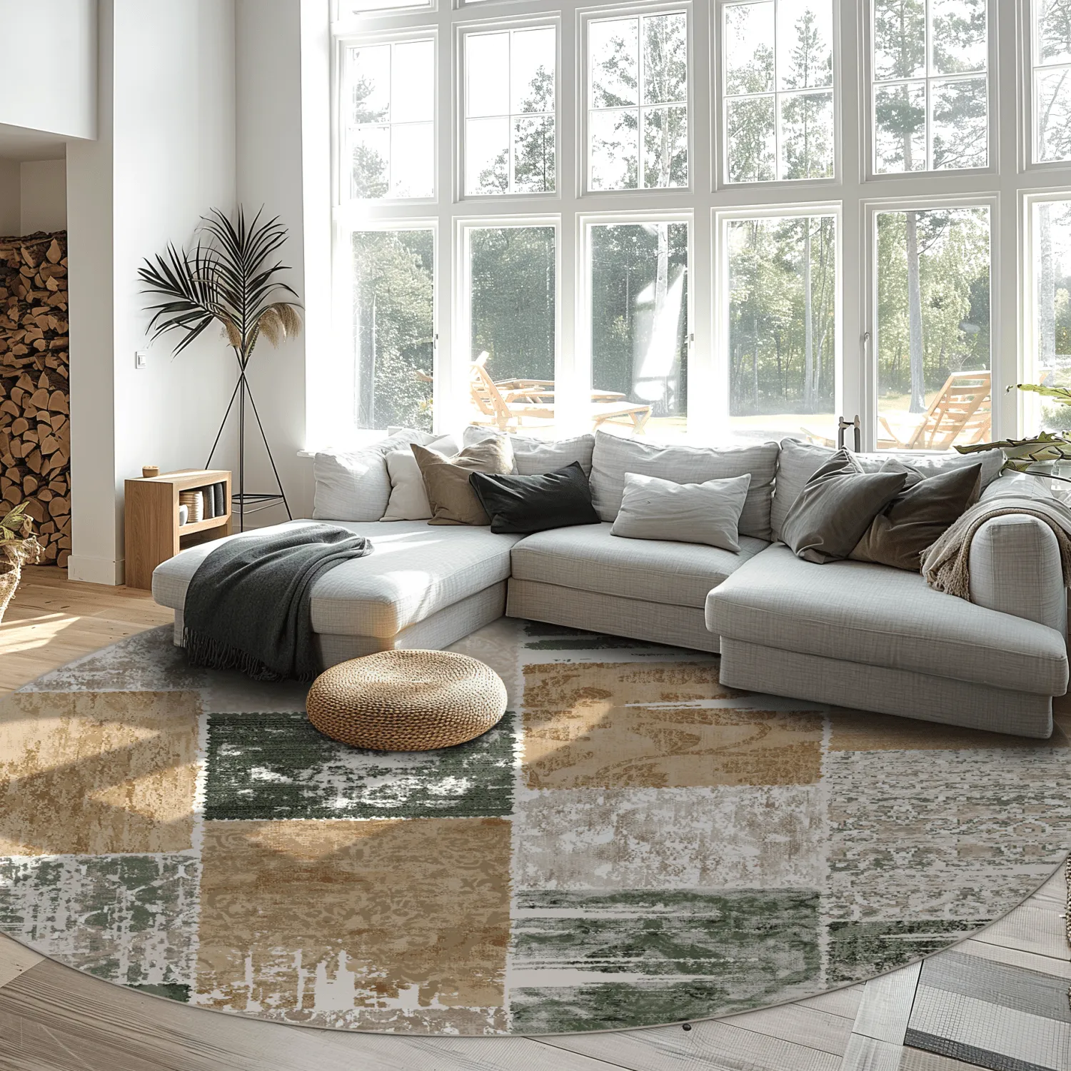 Rundt tæppe - Ephesus (grøn)