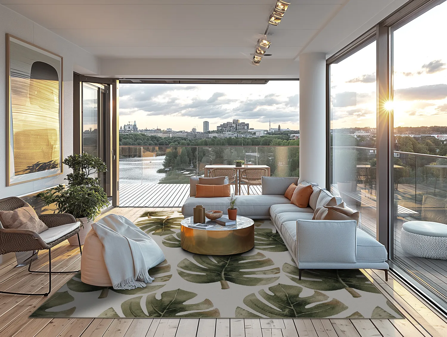 Wilton-tæppe - Falling Leaves (grøn)