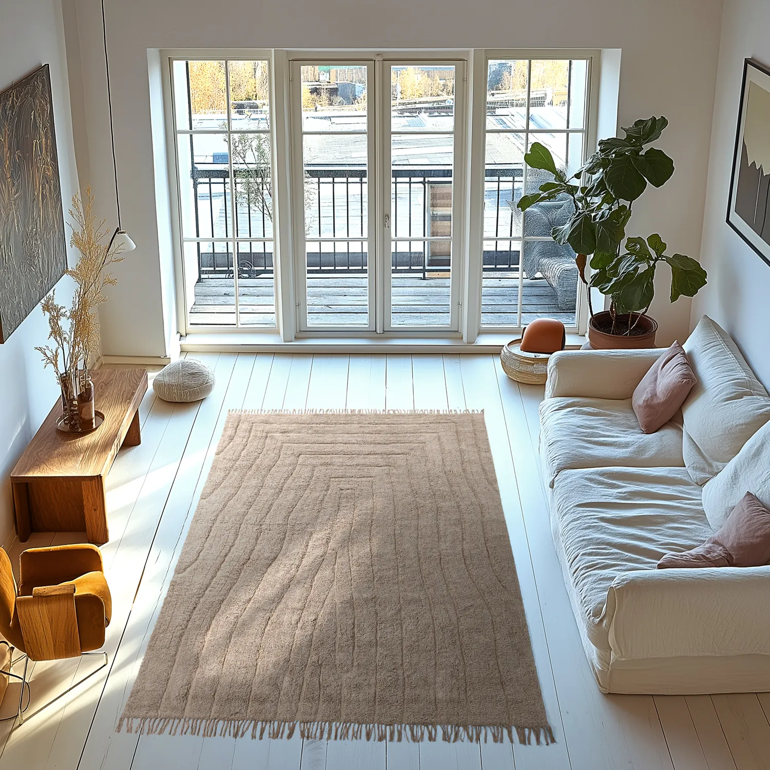 Ryatæpper - Farley Natural Cotton Shaggy (beige)