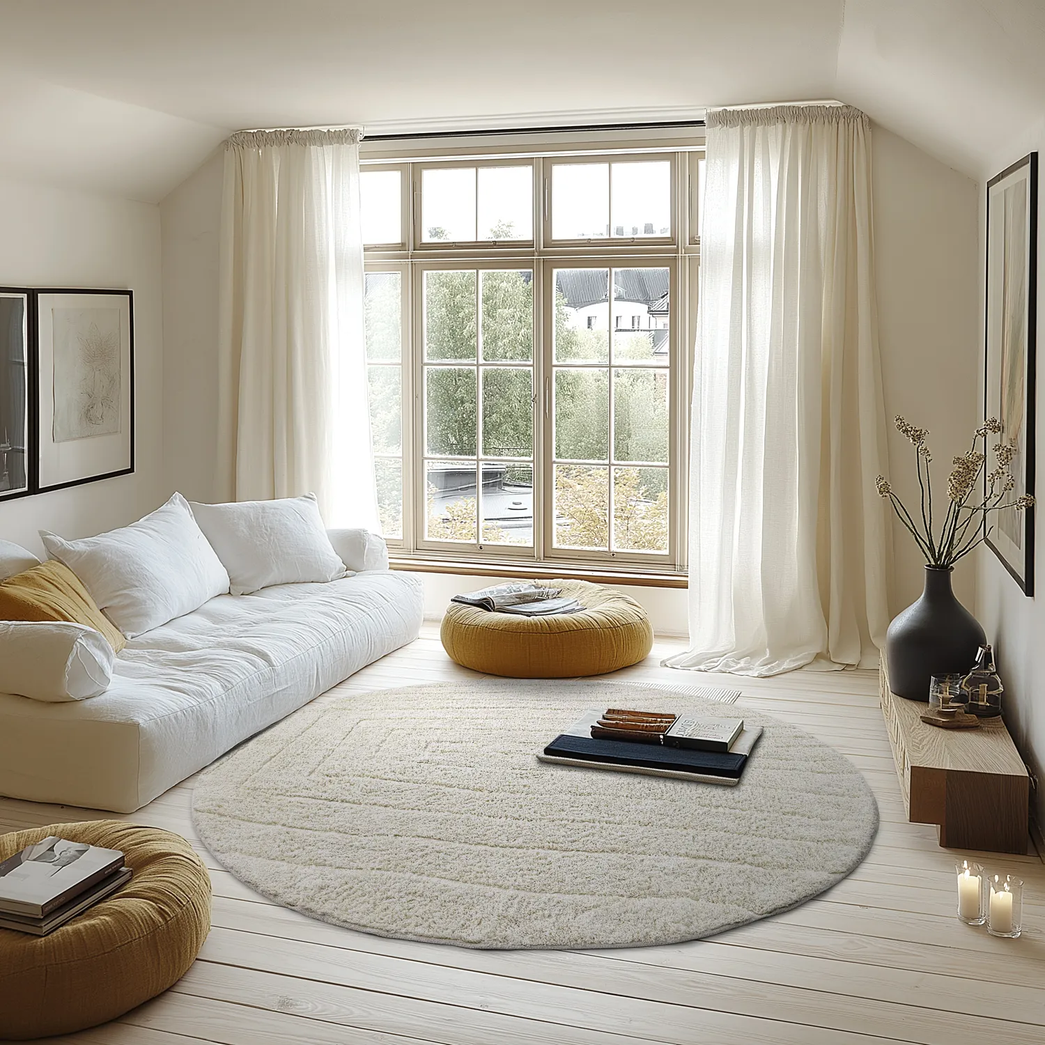 Runde tæpper - Farley Natural Cotton Shaggy (off-white)