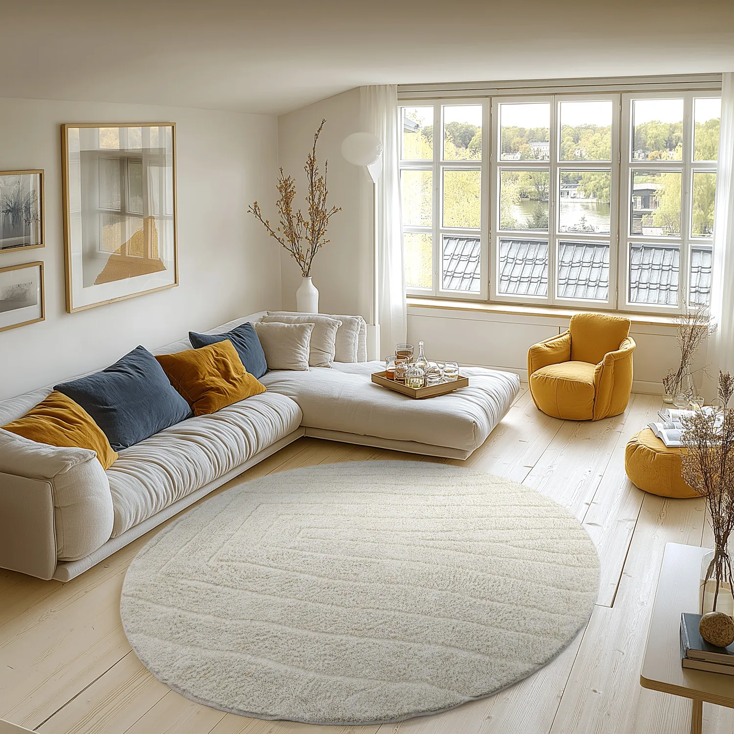 Runde tæpper - Farley Natural Cotton Shaggy (off-white)