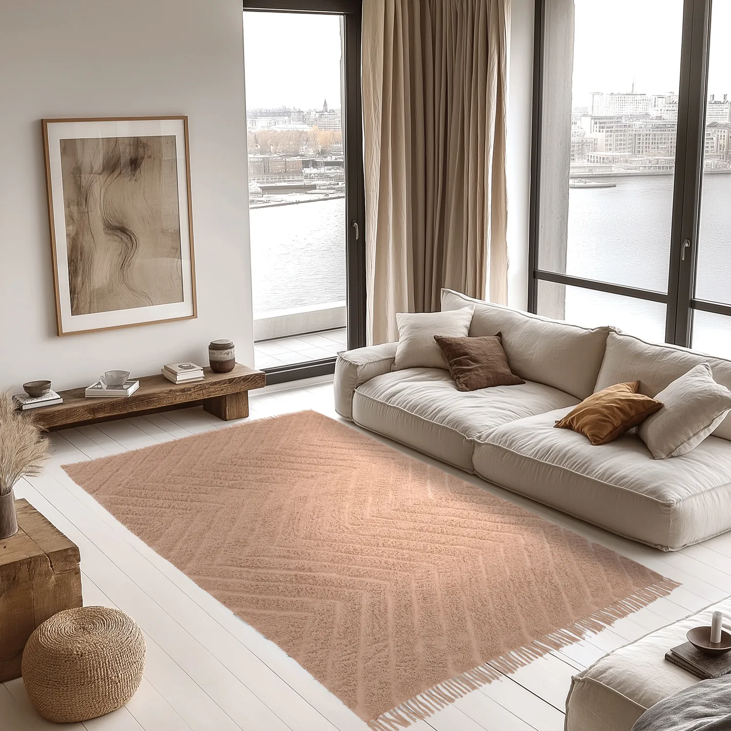 Ryatæpper - Farley Natural Cotton Shaggy (lyserød)