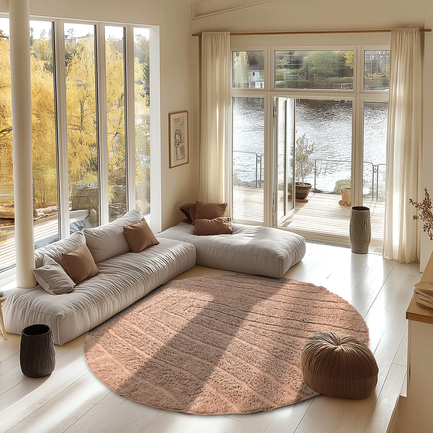 Runde tæpper - Farley Natural Cotton Shaggy (lyserød)