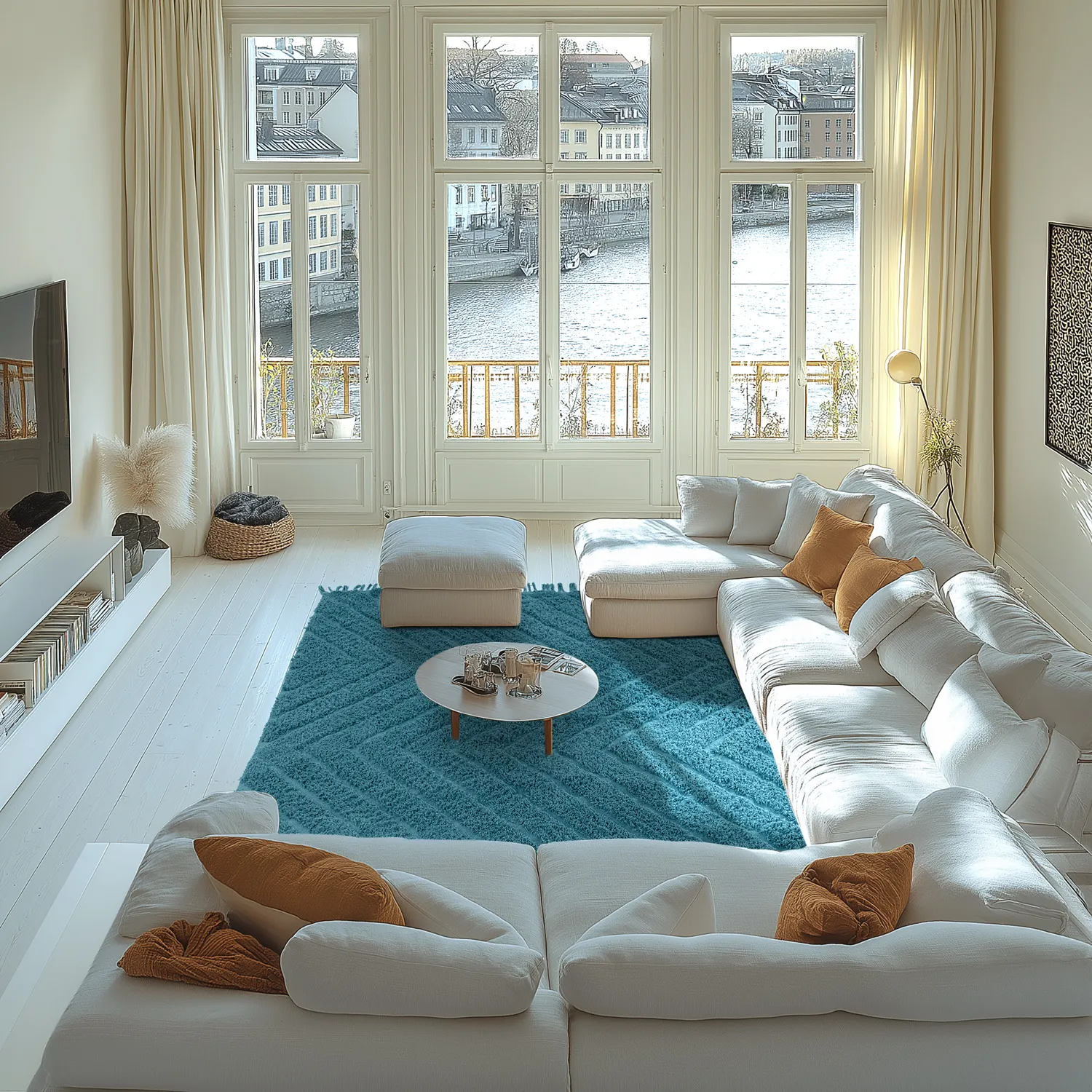 Ryatæpper - Farley Natural Cotton Shaggy (turkis)