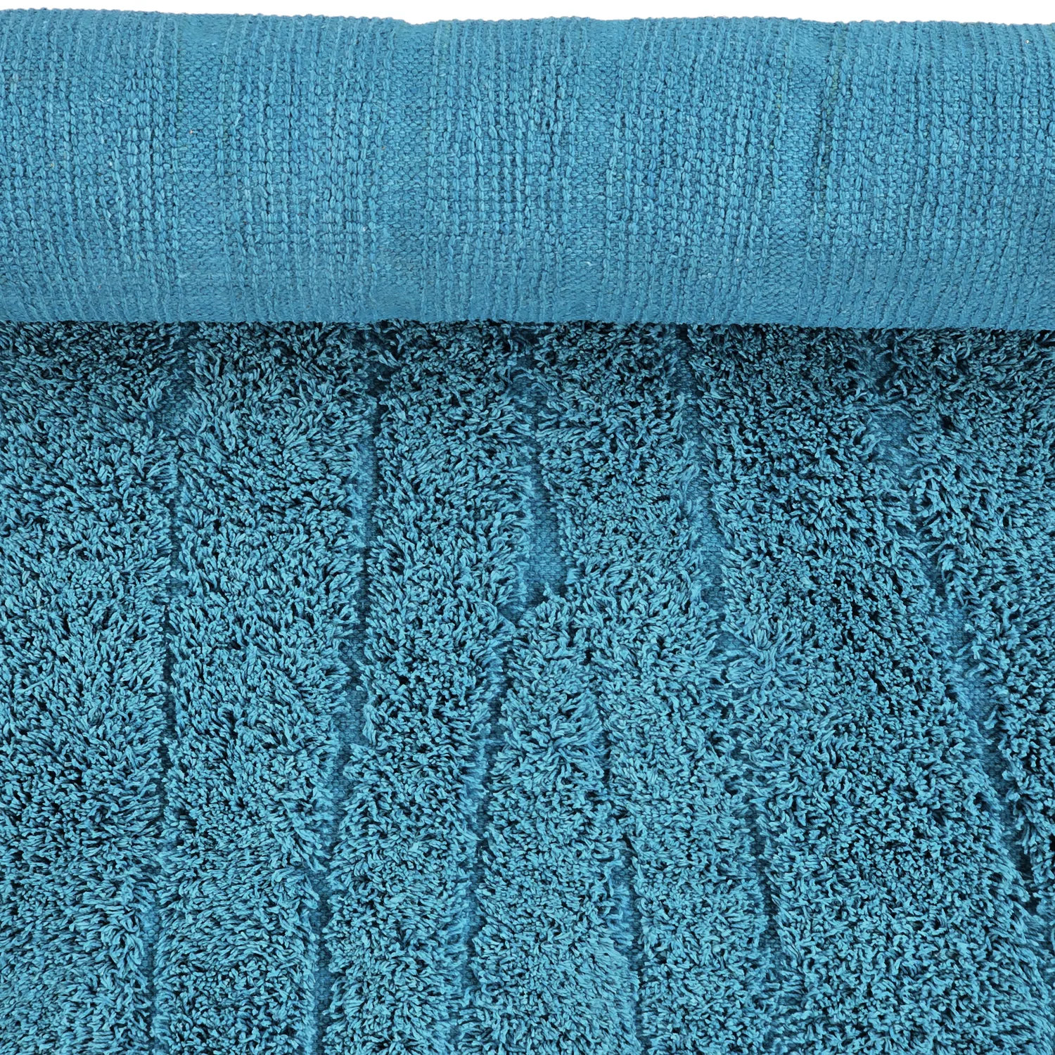 Ryatæpper - Farley Natural Cotton Shaggy (turkis)